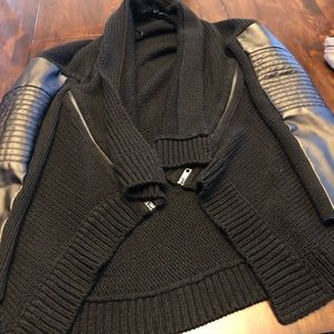 Modern Sweater w/leather sleeves